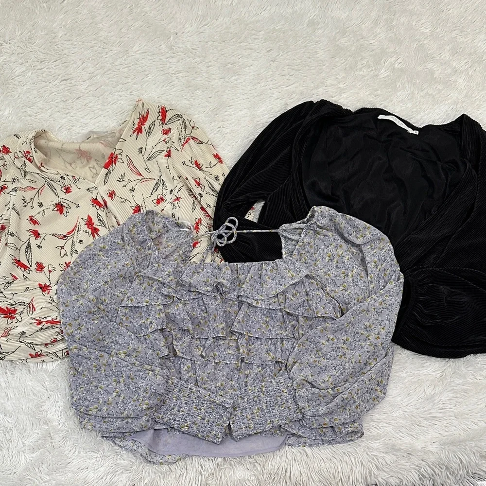 🌷 Bundle of 3 NWT/NWOT ASTR Cropped Blouses - Picture 1 of 14